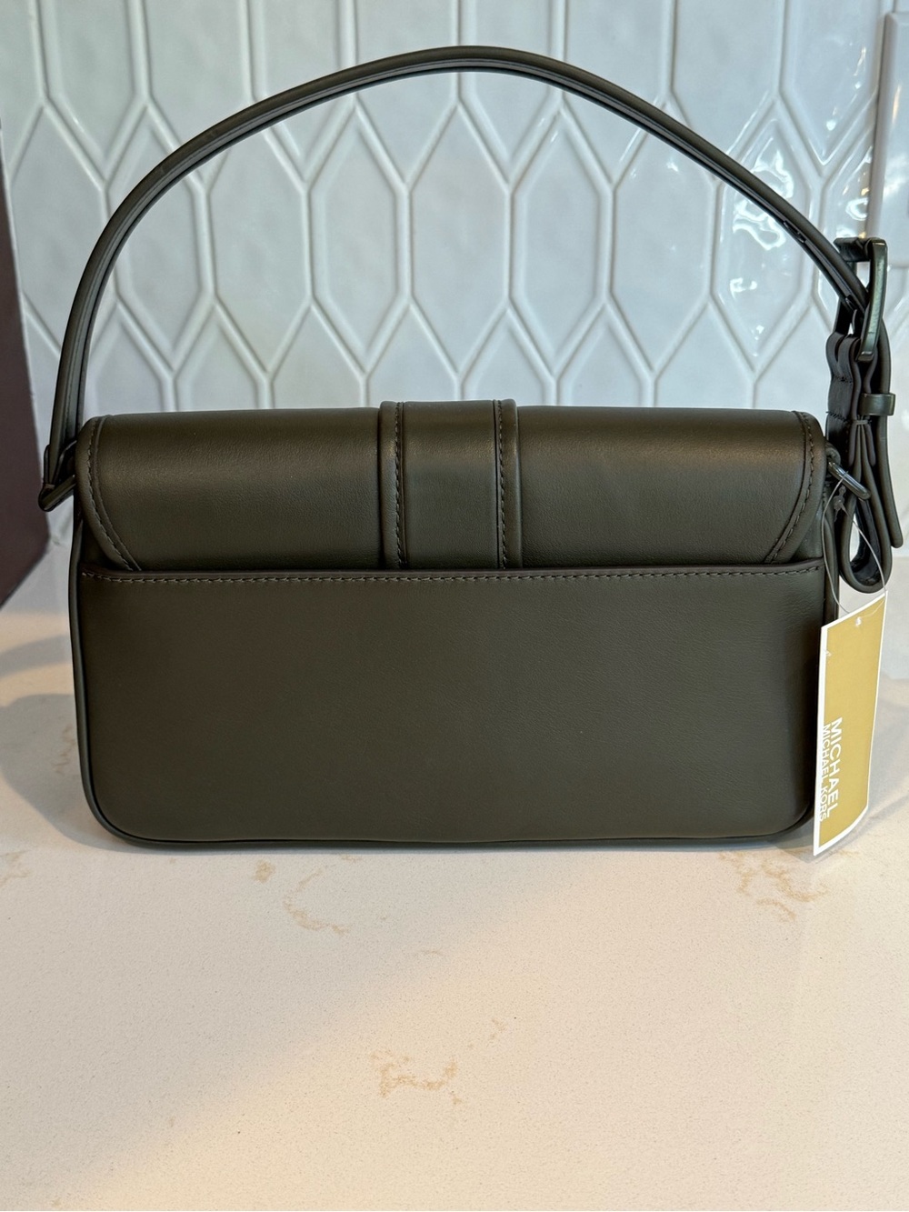 Michael Kors Colby Olive Leather Shoulder Bag - Picture 2 of 5